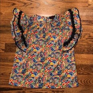 J. Crew Liberty Floral Flutter Sleeve, Size M